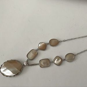 Silver Mother of Pearl Station Necklace